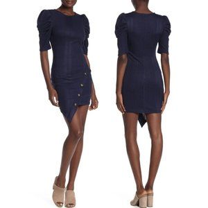 Max & Ash Puff Sleeve Button Ribbed Dress NWOT